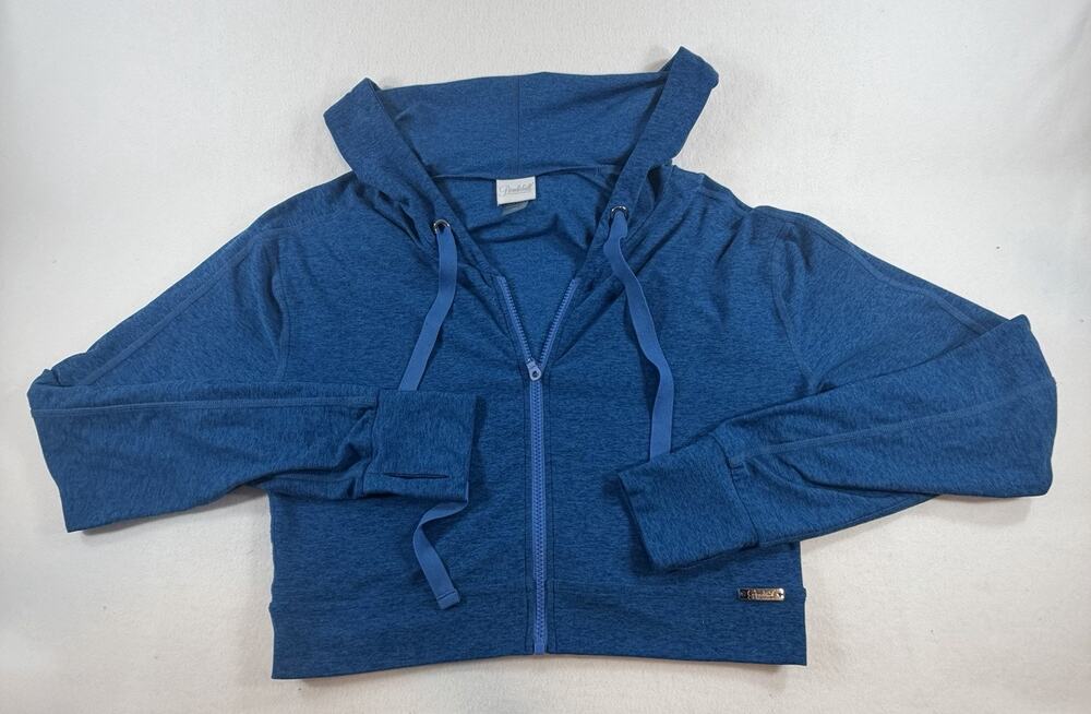 Bombshell Sportswear Women’s XL Blue Full Zip Hooded Athletic Jacket Stretch